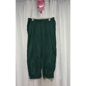 Gudrun Sjödén Organic Cotton Pants Women's L Green Lagenlook Leg minimalist Boho